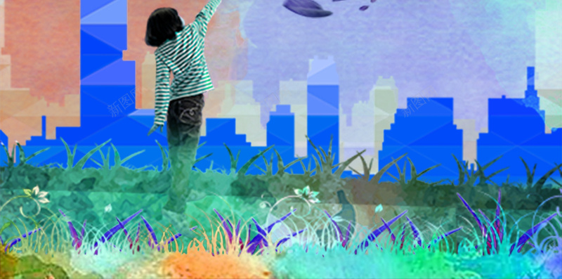 炫酷水彩背景素材psd设计背景_88icon https://88icon.com 海报背景 儿童 卡通 开心 节日 蓝色 海洋 椰树 礼包 气球