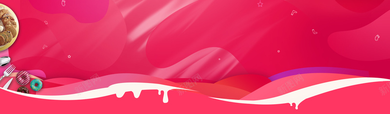 甜甜圈大促销几何炫彩红色背景背景