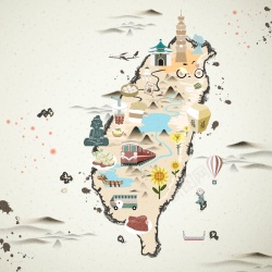 台湾游学旅游海报水墨台湾旅行海报背景模板高清图片