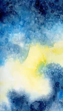 蓝黄色水彩涂鸦H5背景素材背景