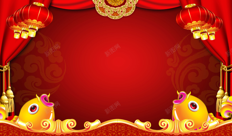 喜庆新年海报背景psd设计背景_88icon https://88icon.com 喜庆 新年 海报 背景