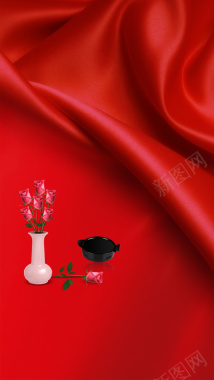 红色大气花瓶商业PSD分层H5背景素材背景