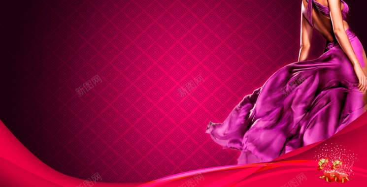 红色大气魅力女性周年庆典海报背景素材背景