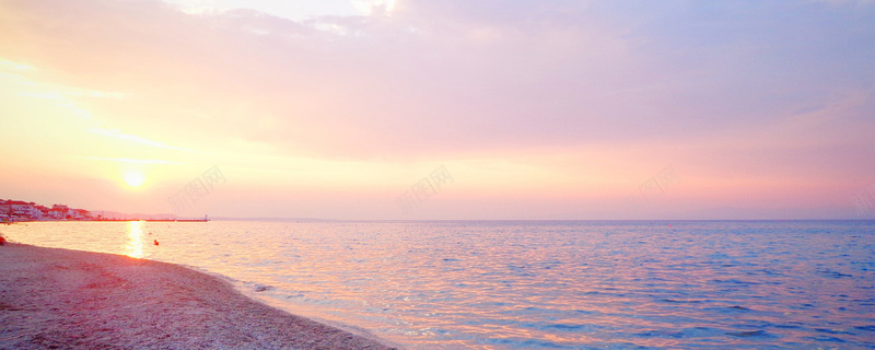 粉色天空大海沙滩背景背景