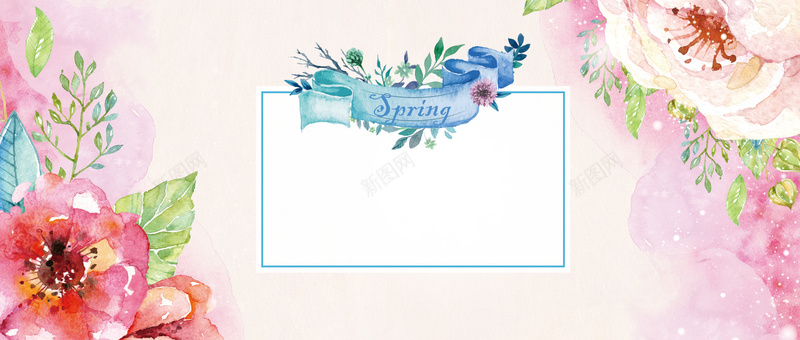 春季清新文艺粉色花卉海报背景背景
