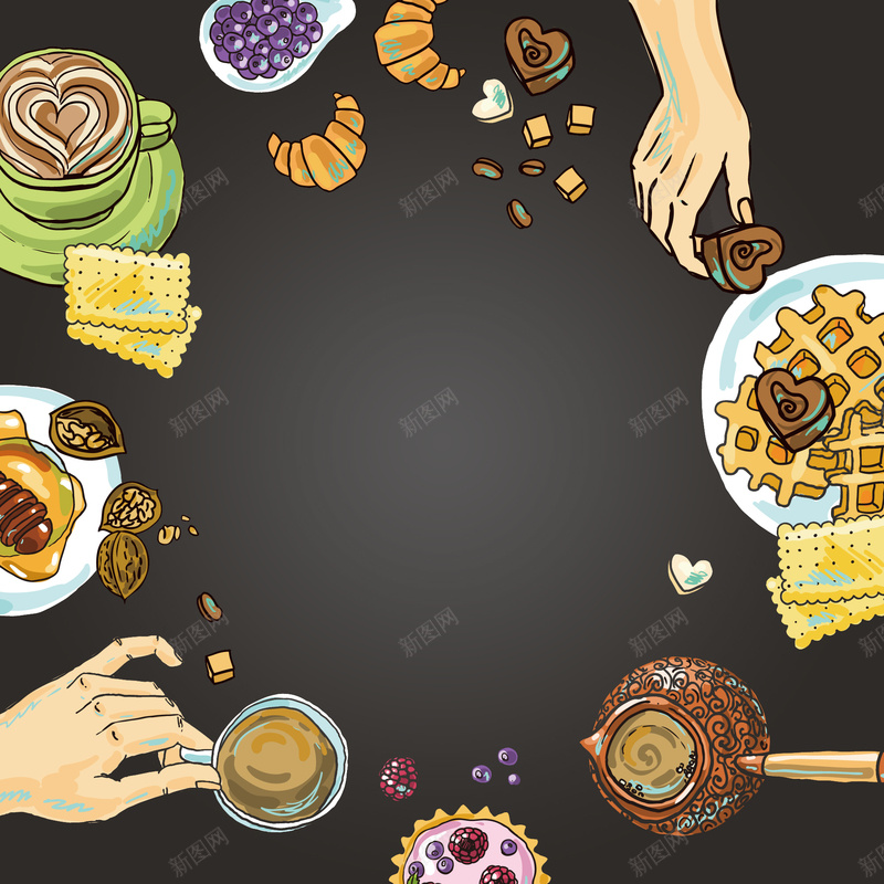 美食聚餐矢量背景素材eps设计背景_88icon https://88icon.com 美食 餐饮 聚会 聚餐 卡通 矢量 背景