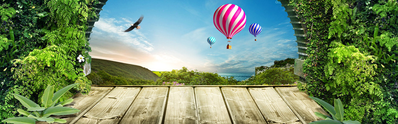 鹰山洞热气球天空背景背景
