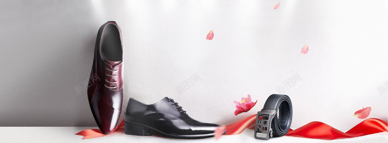 商务男人节皮鞋大促几何花朵灰色背景背景
