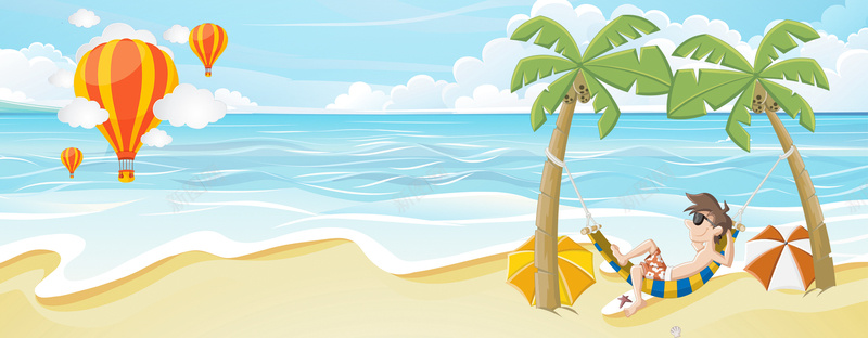 暑假卡通避暑热气球蓝天白云蓝色背景psd设计背景_88icon https://88icon.com 暑假 夏季旅游 夏日旅游 暑期旅游 旅游宣传单 暑期景点推荐 旅游广告 旅游海报 旅游景点 旅游