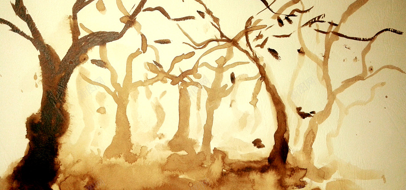手绘的树影背景背景