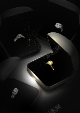 黑色简约珠宝促销戒指礼盒背景背景