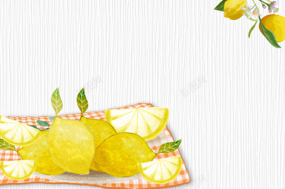 清新手绘柠檬夏日冰饮海报背景模板背景