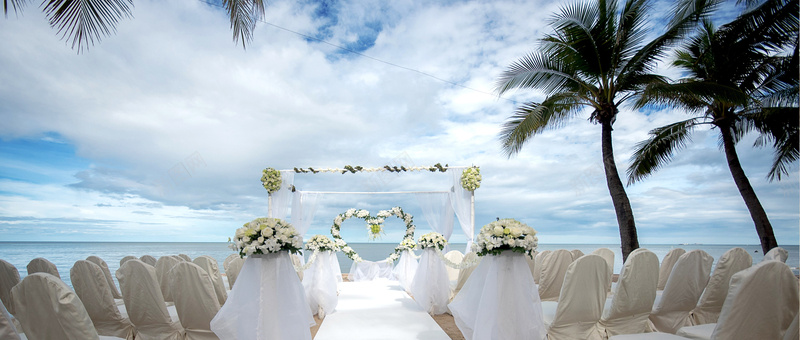 海边婚礼风景椰树婚礼现场浪漫背景