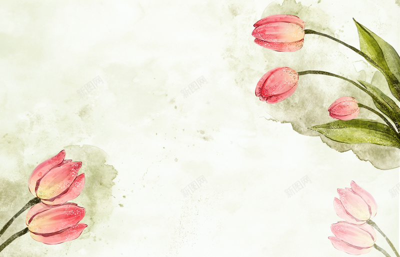 粉色手绘郁金香背景psd设计背景_88icon https://88icon.com 手绘 纹理 水彩 花卉 花朵 植物 清新 粉色 郁金香 卡通 童趣