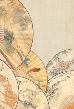 中国风折扇复古海报背景背景