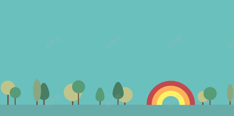 红色热气球扁平卡通H5背景素材psd设计背景_88icon https://88icon.com 热气球 卡通 扁平 树木 绿色 H5背景 彩虹 云朵