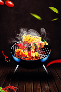 黑色夏季烧烤节餐饮海报背景
