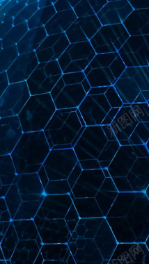 蓝色网状蜂窝科技感H5背景素材背景