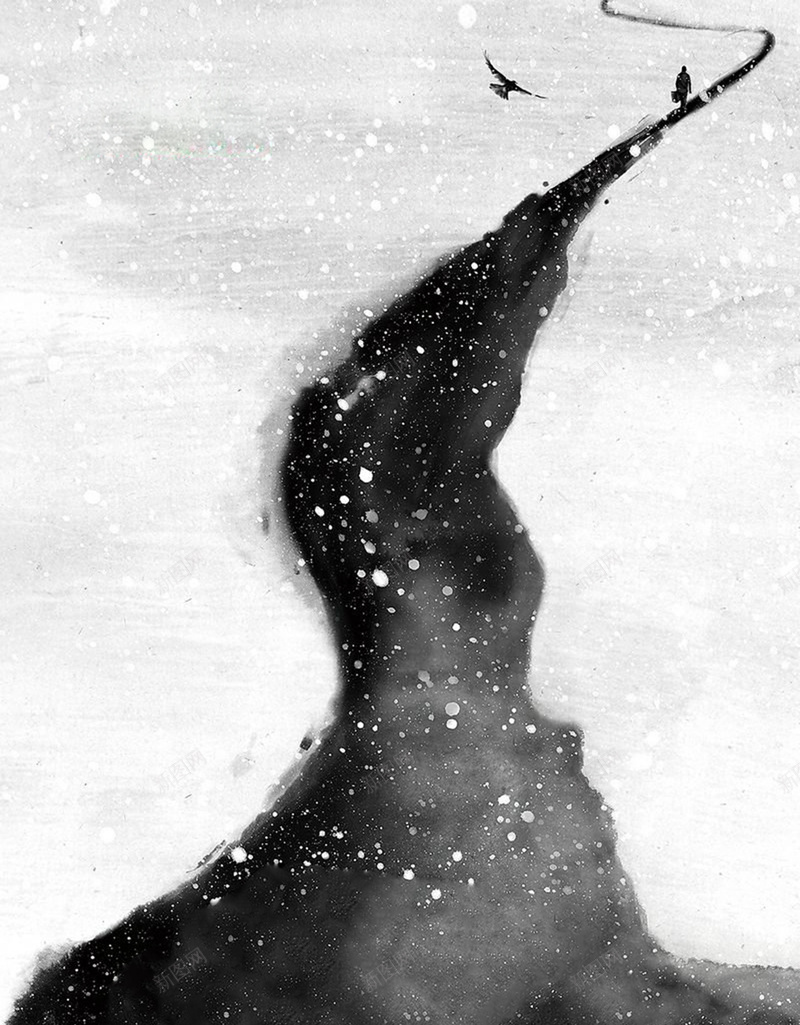 墨迹H5背景jpg设计背景_88icon https://88icon.com 白色 黑色 雪花 中国风 墨迹 H5背景 H5 h5