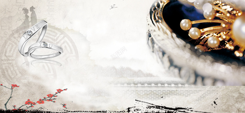 钻戒首饰素材psd设计背景_88icon https://88icon.com 钻戒 中国风 素材 水墨画 皇冠 海报banner
