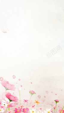 浪漫粉色手绘花朵h5背景图背景