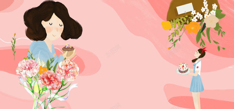 母亲节文艺小清新动漫风温馨康乃馨粉色背景psd设计背景_88icon https://88icon.com 母亲节 粉色渲染 母亲 感恩母亲节 温馨 文艺 小清新 简约 素材 广告 设计 背景 亲情