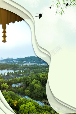 杭州西湖旅游海报背景