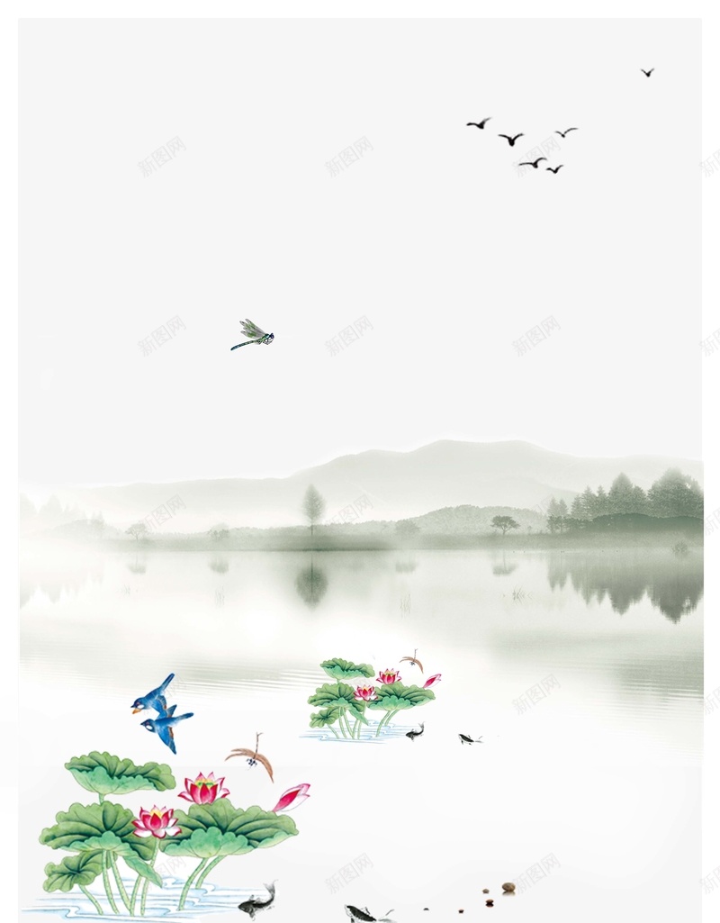 中国风水墨画荷之韵海报背景psd设计背景_88icon https://88icon.com 中国风 心静 水墨 水墨画 画荷之韵 荷之韵 荷花 蜻蜓 静心