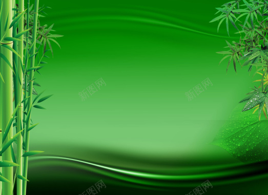 竹子竹叶绿色水波纹背景素材背景