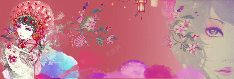 桃红戏曲古装美女桃花红色背景jpg设计背景_88icon https://88icon.com 中国风 水墨 文房 四宝 传统 纹样 中式 古典 海报 素材 书法 插画 古代 晕染 国画