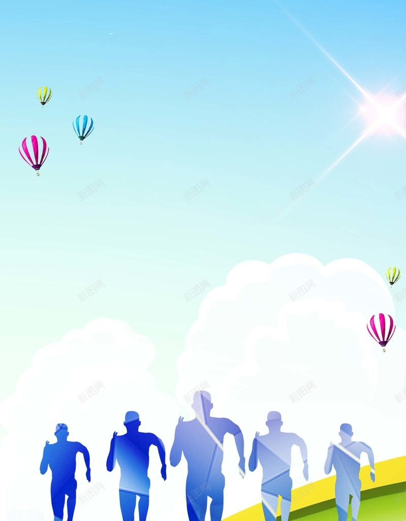 扁平化人物马拉松运动海报psd设计背景_88icon https://88icon.com 马拉松比赛 马拉松海报 马拉松赛 奔跑 跑步 运动 长跑 体育 扁平化人物 蓝色 热气球