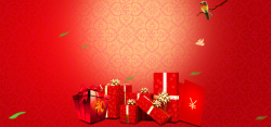 礼盒漂浮物淘宝红色渐变电商banner背景高清图片