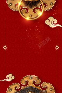 新年开门大吉传统红色背景背景
