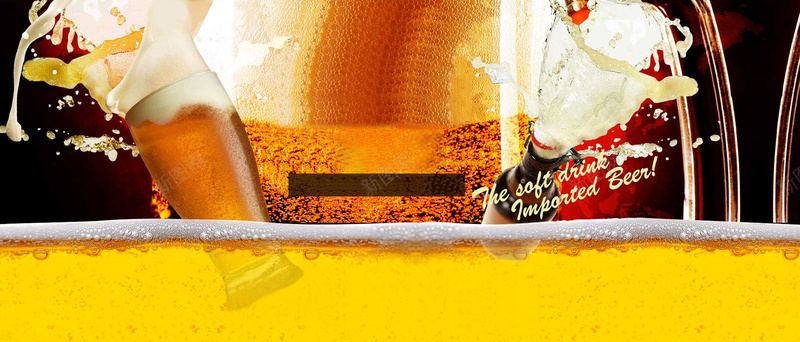 啤酒背景jpg设计背景_88icon https://88icon.com 啤酒 酒水 扎啤 酒杯 液体 夏季 喷溅 海报banner
