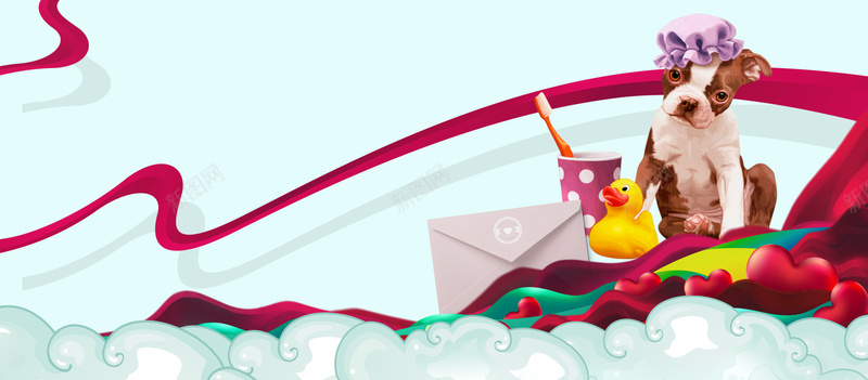 宠物美容狗狗彩带白云卡通蓝bannerjpg设计背景_88icon https://88icon.com 宠物美容 动物 卡通 宠物 童趣 几何 素材 广告 设计 背景 丝带 彩带 白云 信封 爱心 简约