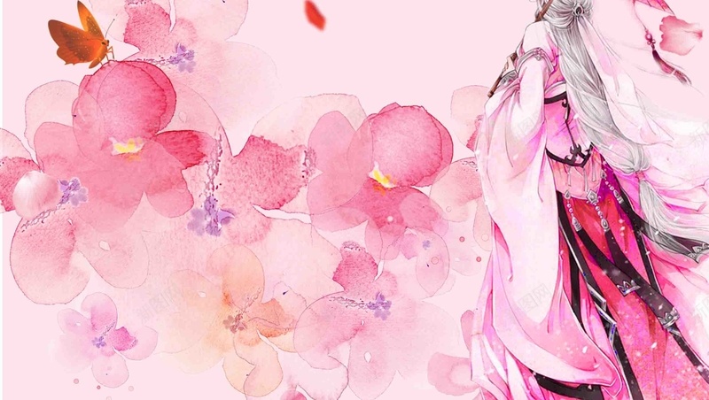 手绘桃花节唯美海报背景模板psd设计背景_88icon https://88icon.com 人物 唯美 手绘 春天 春游 桃花游玩 桃花节 水彩画 海报 粉色 背景 踏青