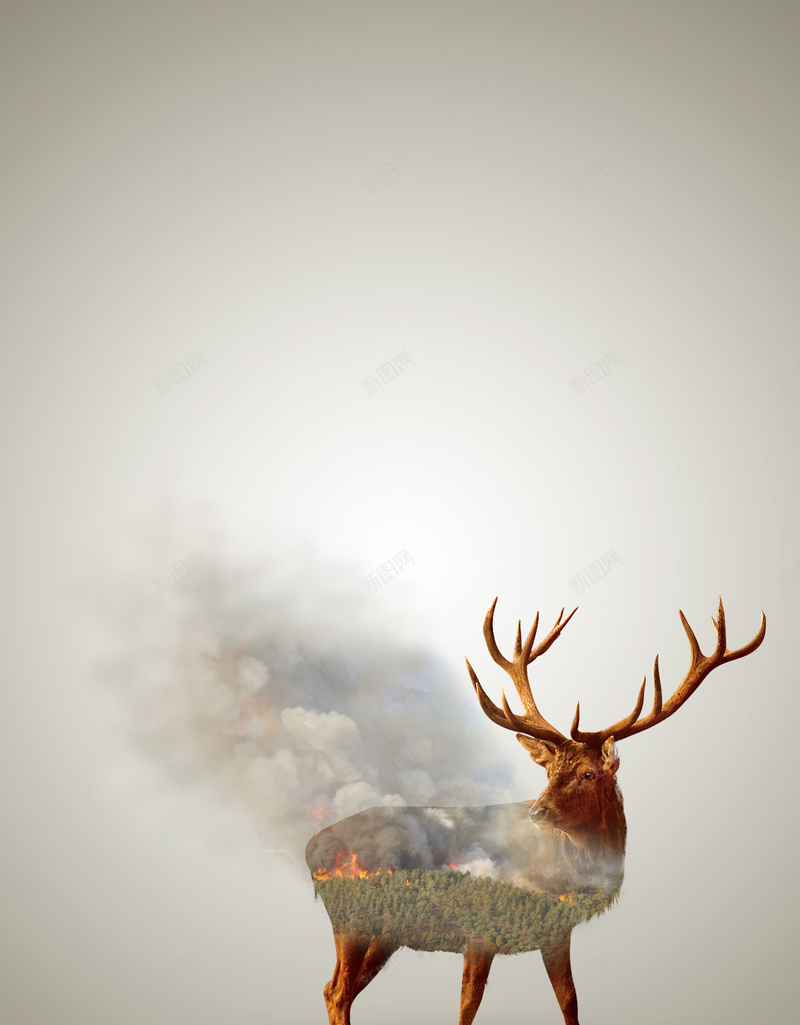 燃烧的森林精灵psd分层jpg设计背景_88icon https://88icon.com 燃烧 森林精灵 小鹿 保护环境 psd分层 广告设计 公益广告 爱护动物 保护森林