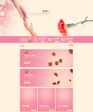 粉色康乃馨母亲节食品店铺首页背景背景