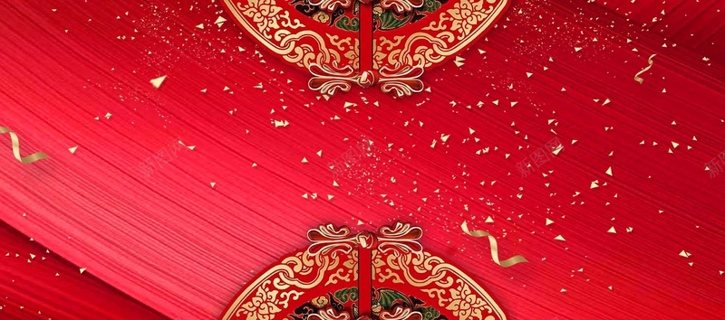 婚礼红色中国风展板婚庆喜庆海报banner背景