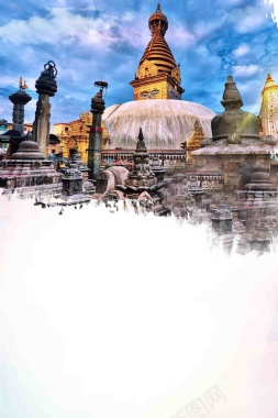 亚洲尼泊尔旅游海报背景模板背景