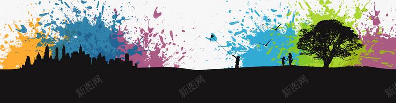 泼彩jpg设计背景_88icon https://88icon.com 海报banner 剪影 彩色 文艺 泼墨 卡通 童趣 手绘