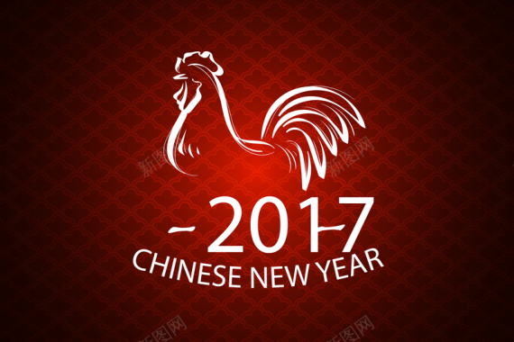 新年2017公鸡红色背景素材背景