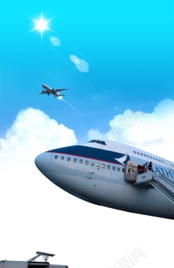 飞机天空铁轨海报背景素材背景