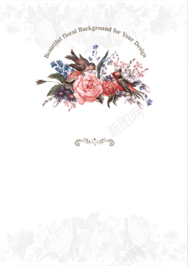 唯美欧式水彩花朵海报背景模板背景