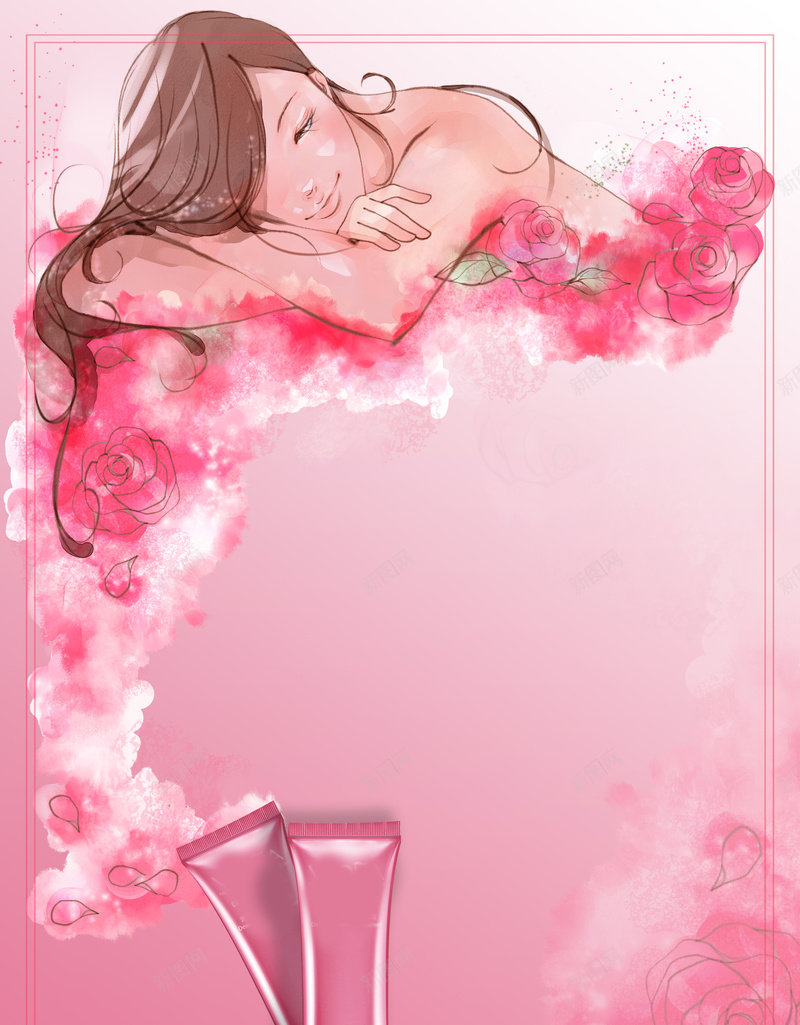 粉色手绘身体乳化妆品护肤品海报背景素材psd设计背景_88icon https://88icon.com 手绘唯美 化妆品 护肤品 身体乳 粉色 女性用品 产品促销 化妆品店活动 广告设计 海报背景 温暖
