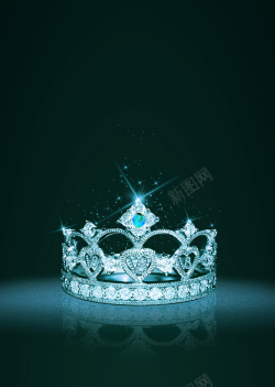 宝石蓝色背景皇冠钻石宝石蓝色高清图片