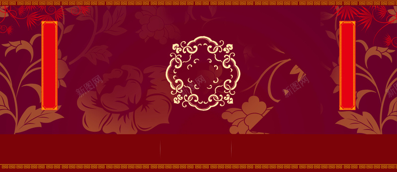 花纹底纹对联红色春节背景背景