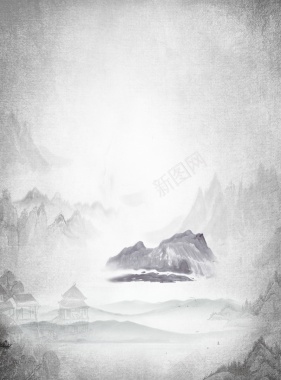 清明节中国风水墨山水画海报背景背景