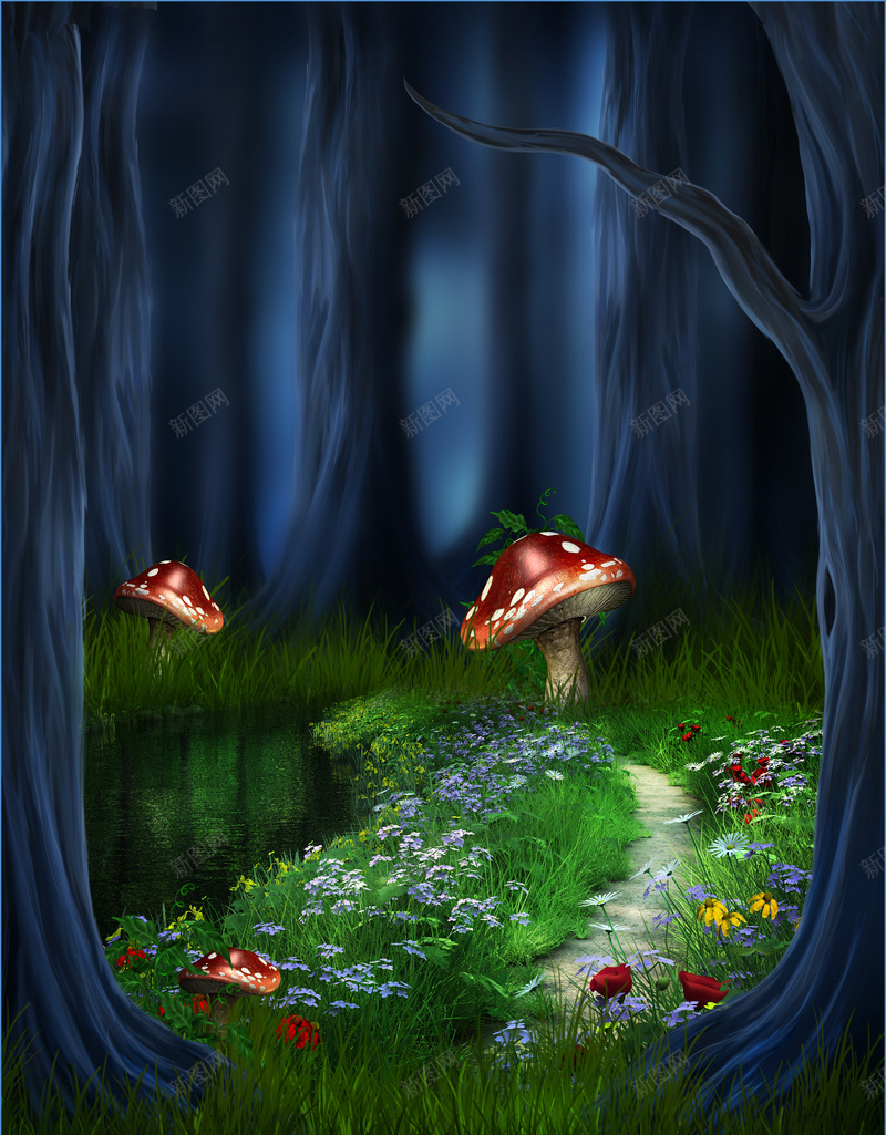魔幻森林蘑菇童话背景jpg设计背景_88icon https://88icon.com 魔幻 森林 蘑菇 童话 浪漫 梦幻