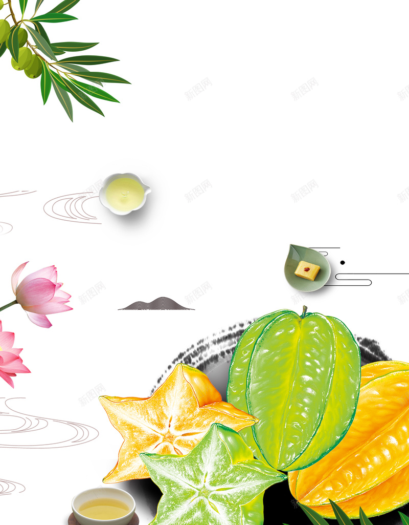 白色背景简约杨桃果汁促销海报jpg设计背景_88icon https://88icon.com 果汁促销 果汁海报 鲜榨果汁 好吃 酸甜 酸甜可口 金黄杨桃矢 冰爽 饮料 叶子 花朵